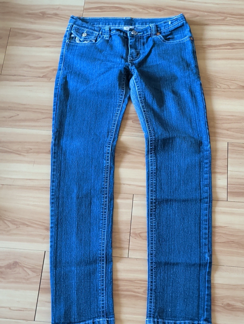 Classic Woman's True Religion Blue Straight-Leg Jeans